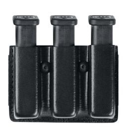Safariland Model 775 open top triple magazine pouch for Glock magazines, plain black finish.